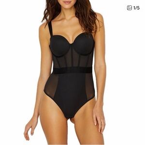DKNY Black Sheer Bodysuit